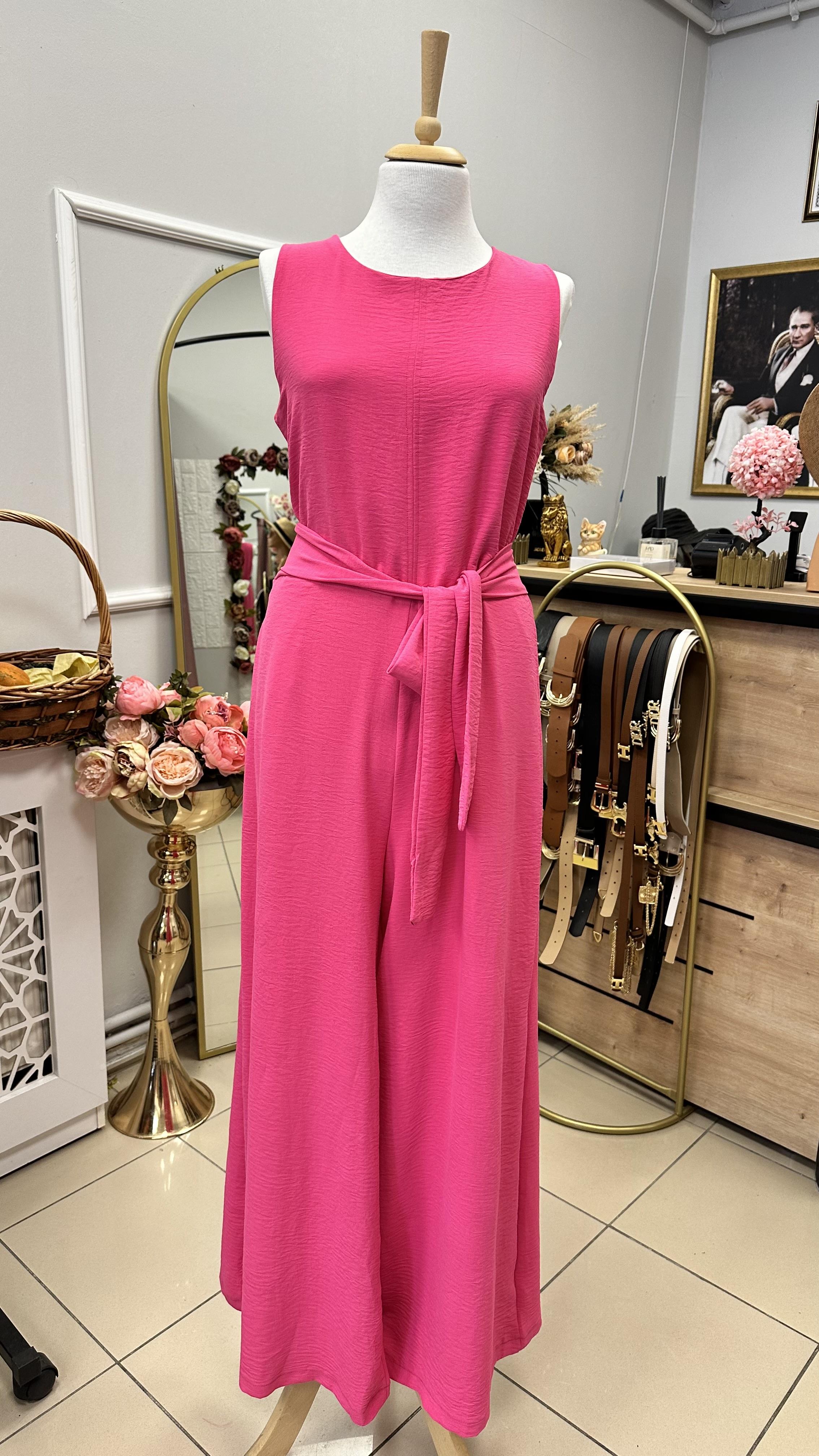 FRAPAN BELDEN KUŞAKLI TULUM PEMBE