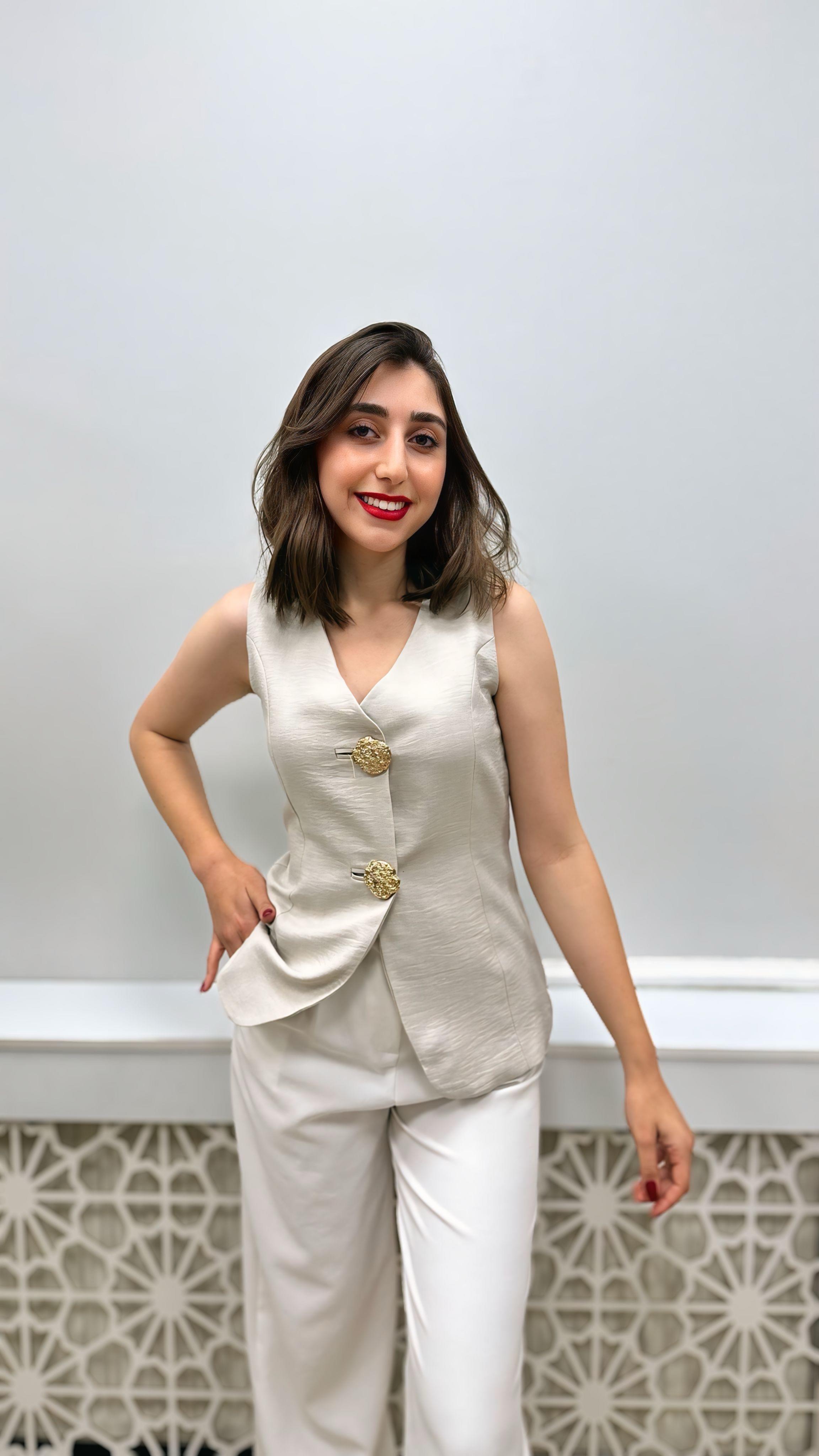 GOLD DÜĞMELİ TASARIM YELEK TAŞ