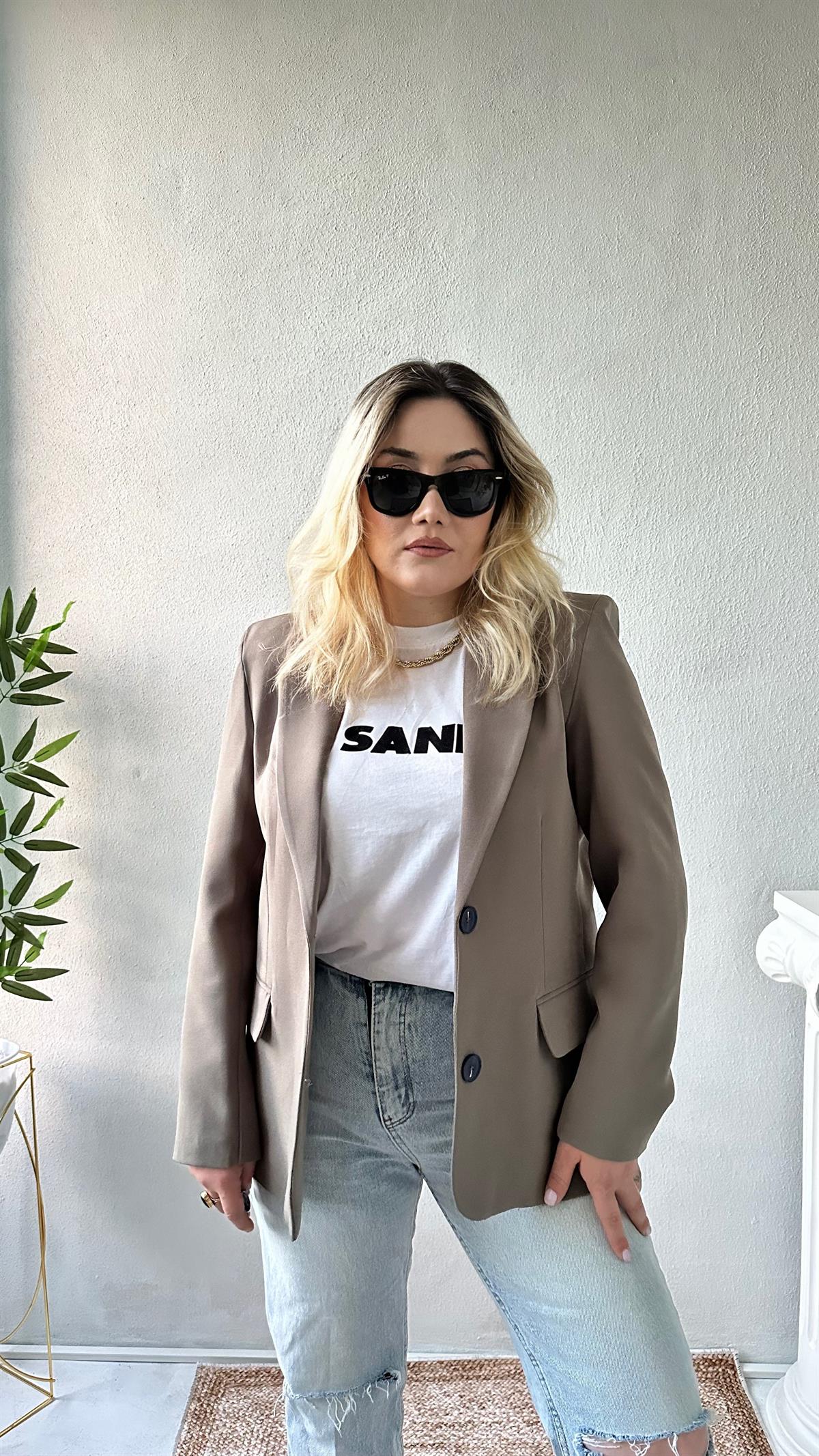 Haki Kruvaze Blazer Ceket