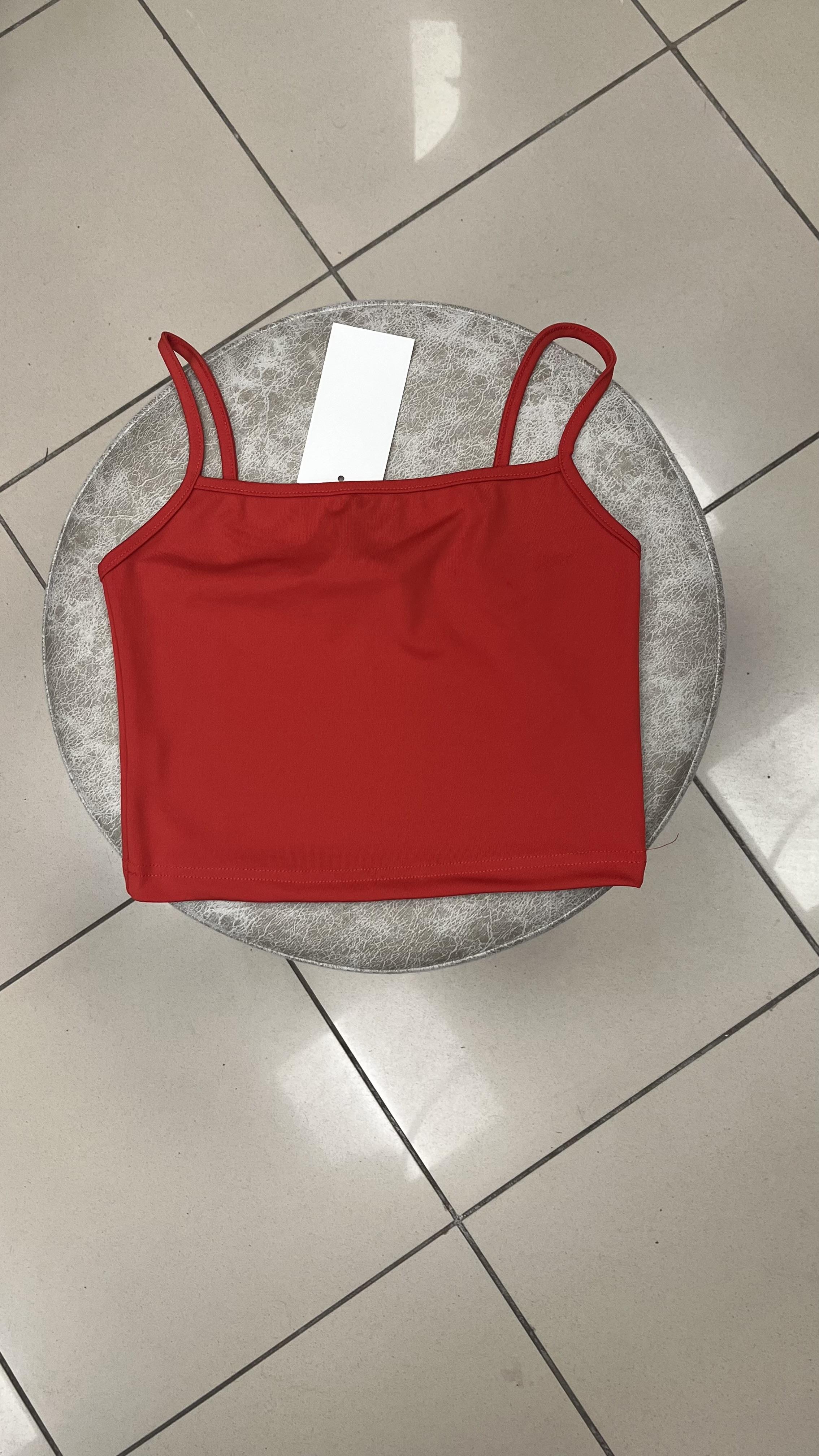 ip askılı sandy kumaş crop kırmızı