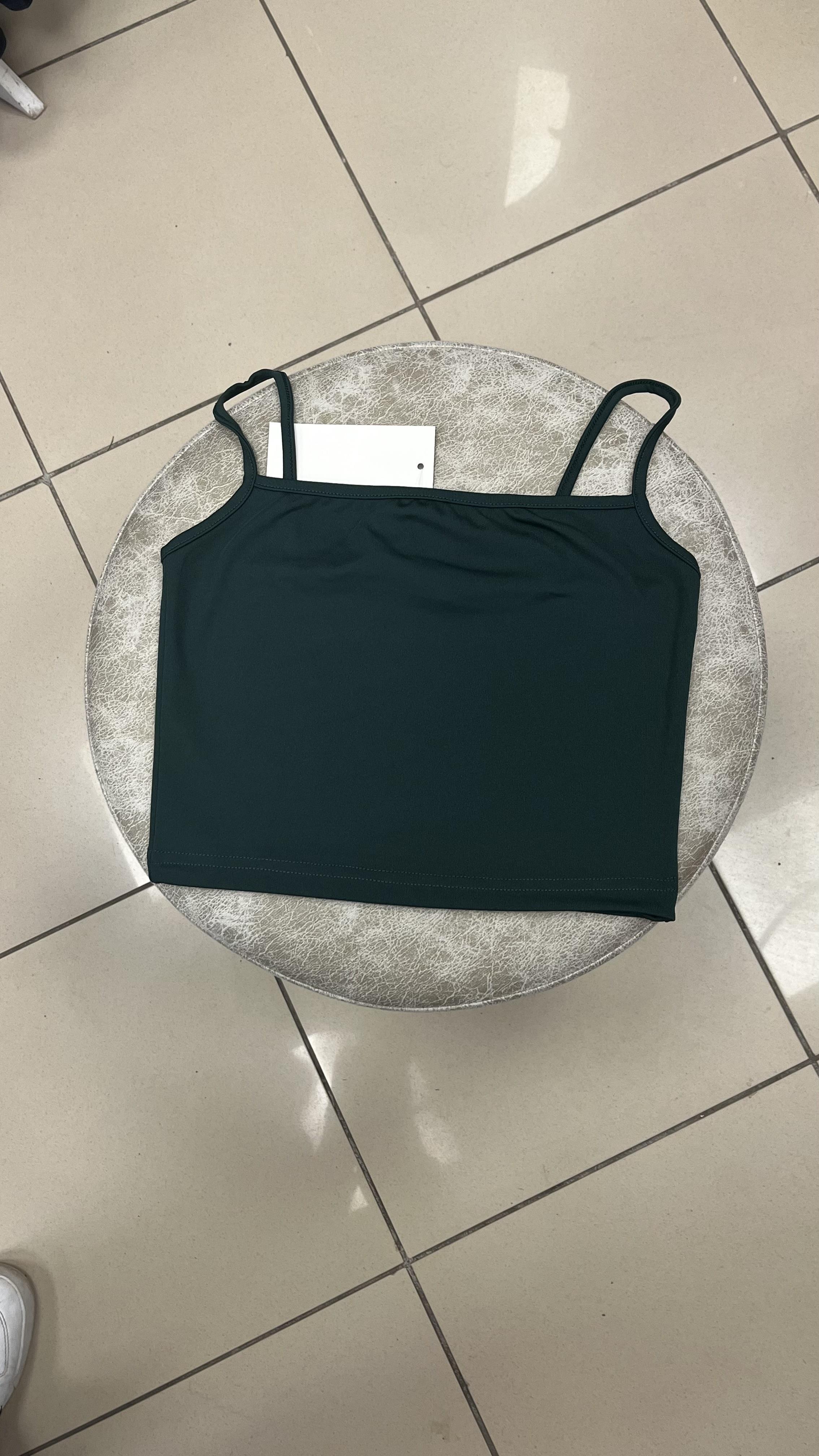 ip askılı sandy kumaş crop koyu yeşil