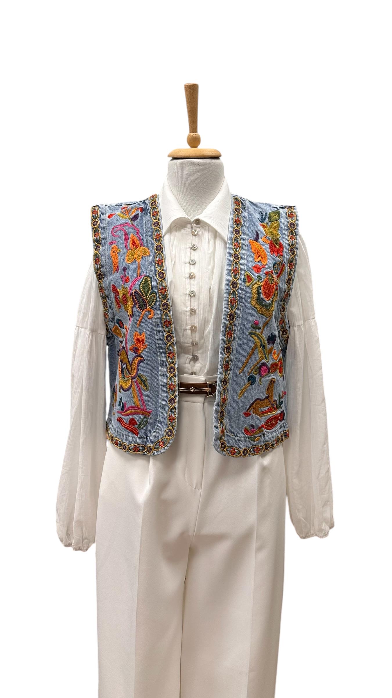 İŞLEME DETAYLI JEAN YELEK