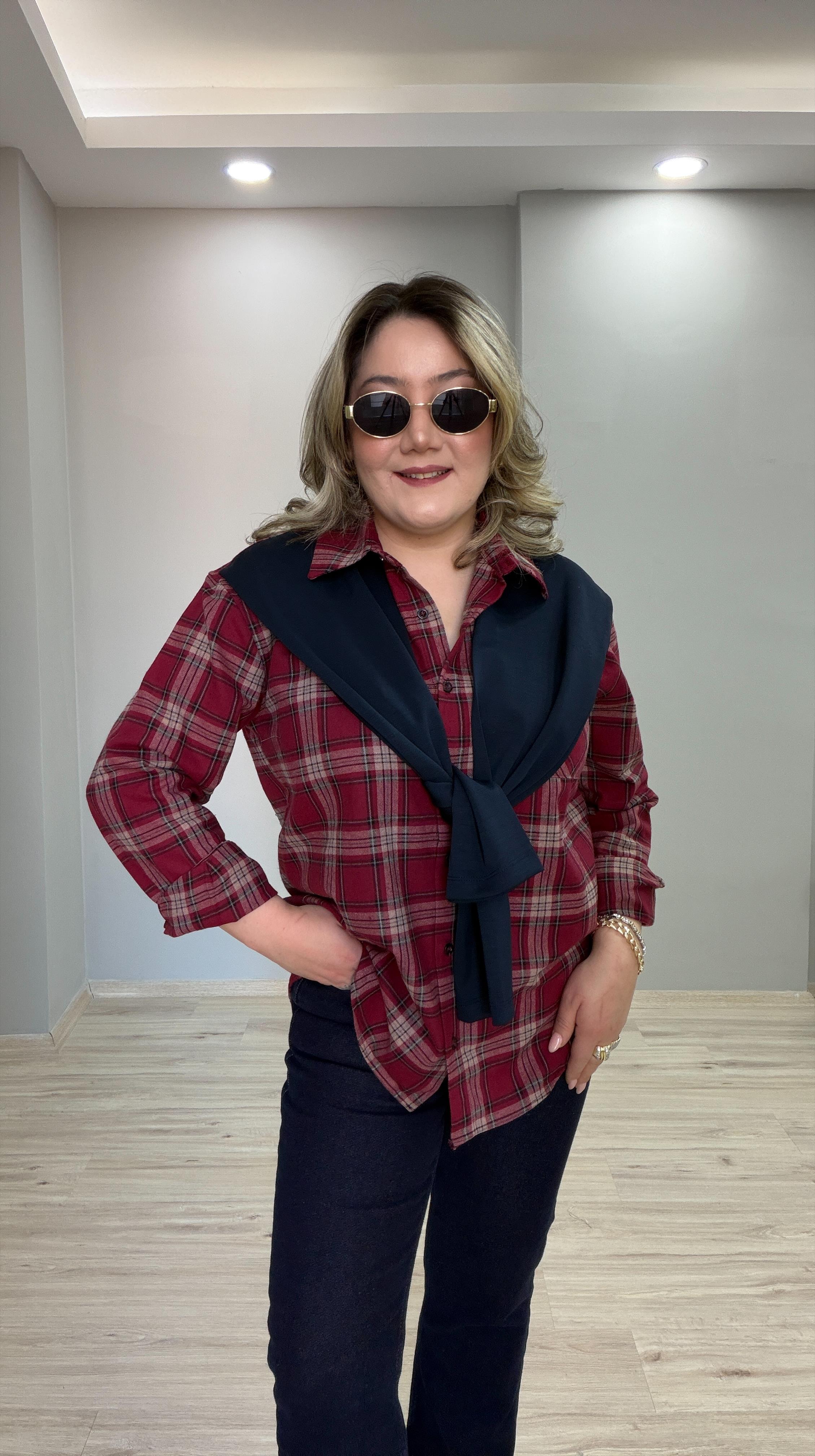 KAŞKOLLU ODUNCU GÖMLEK KIRMIZI
