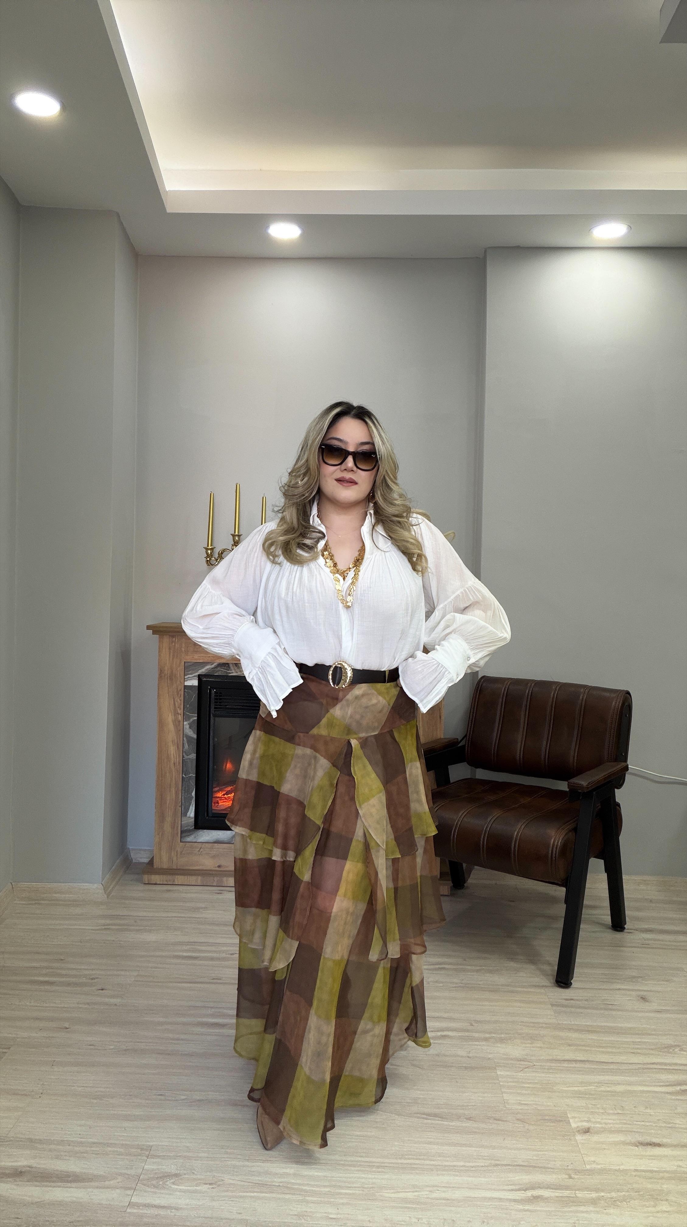KEMERLİ VOLANLI ETEK HAKİ