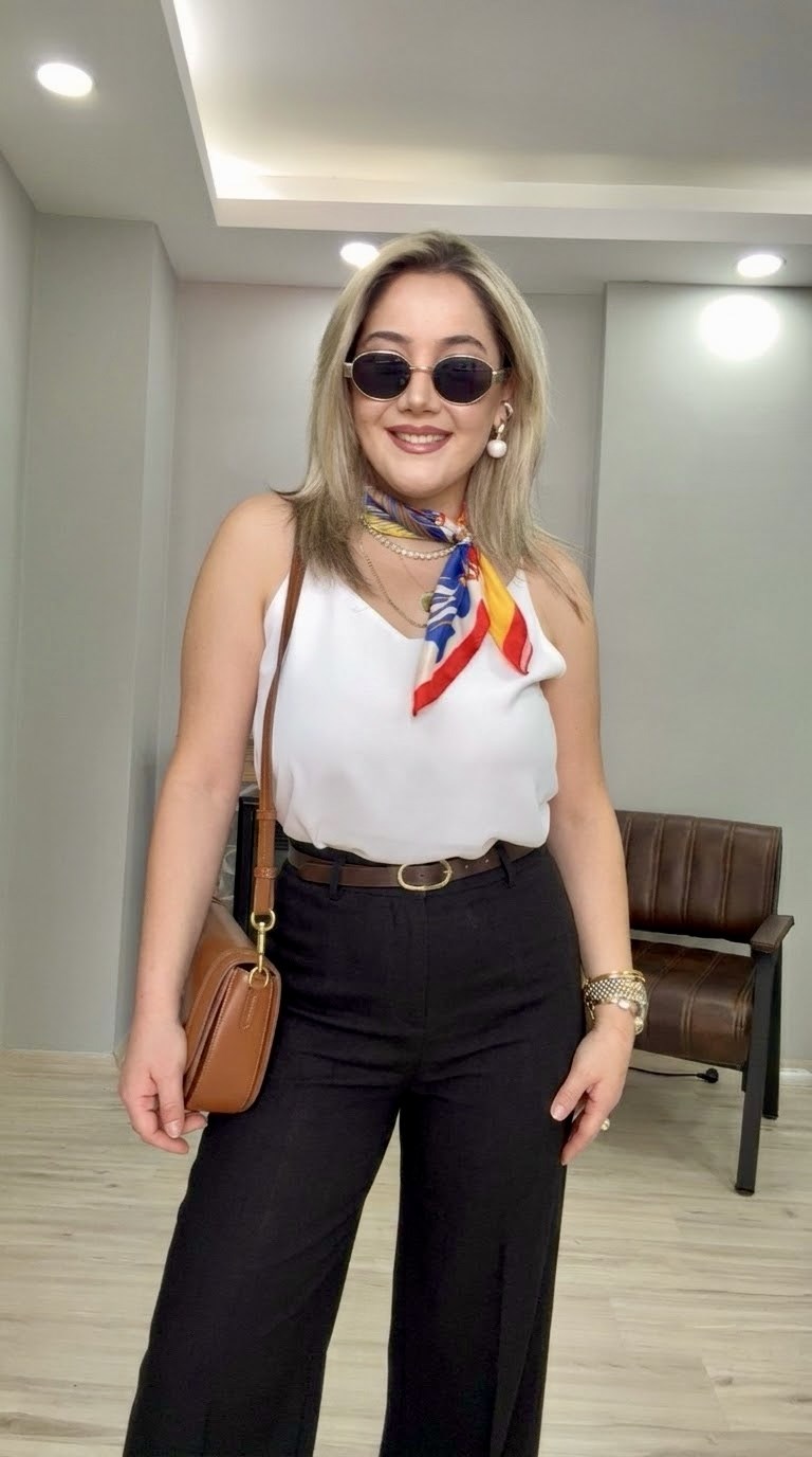 KEMERLİ YÜKSEK BEL FLARE PANTOLON SİYAH