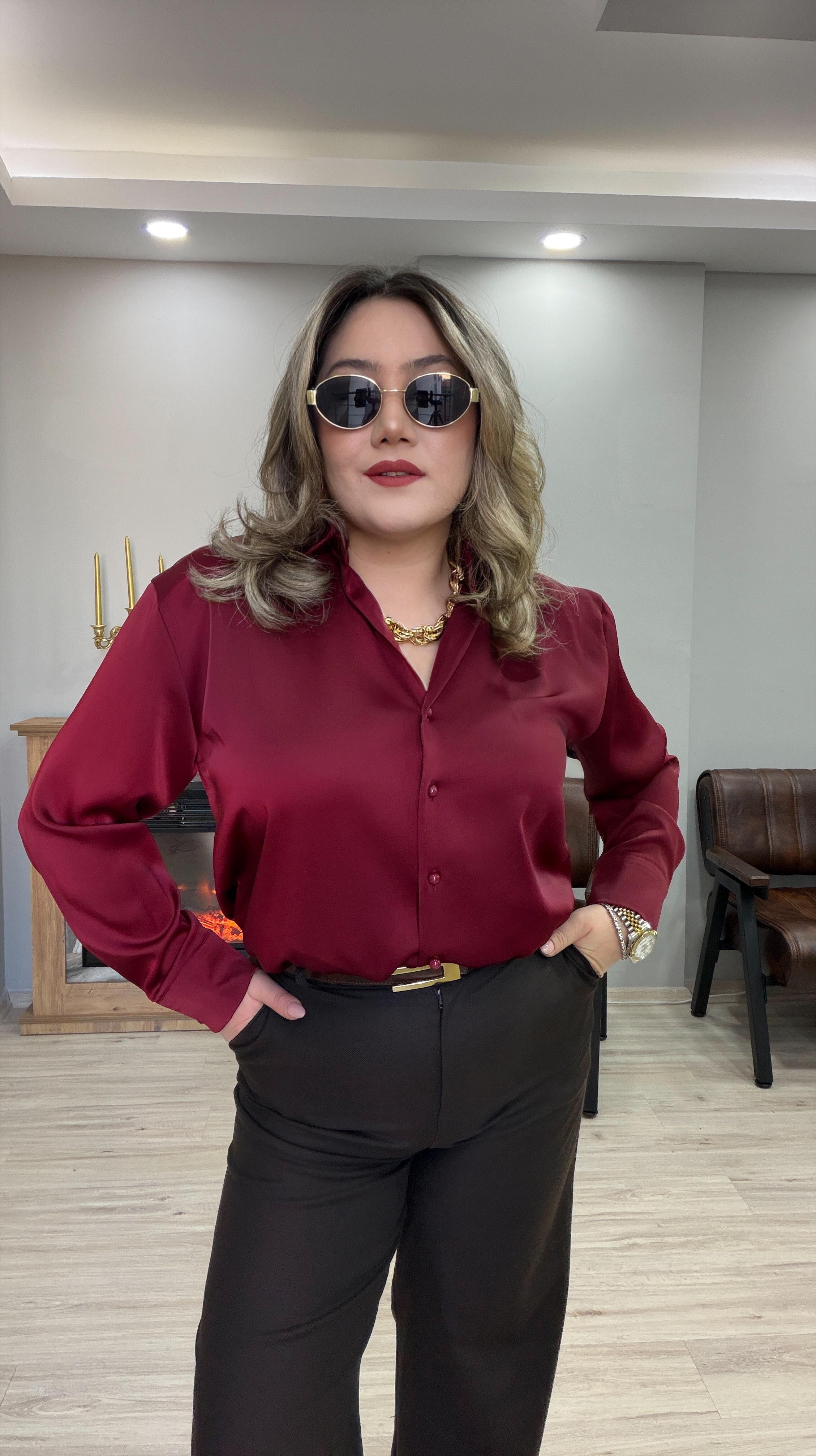 KLASİK SATEN GÖMLEK BORDO