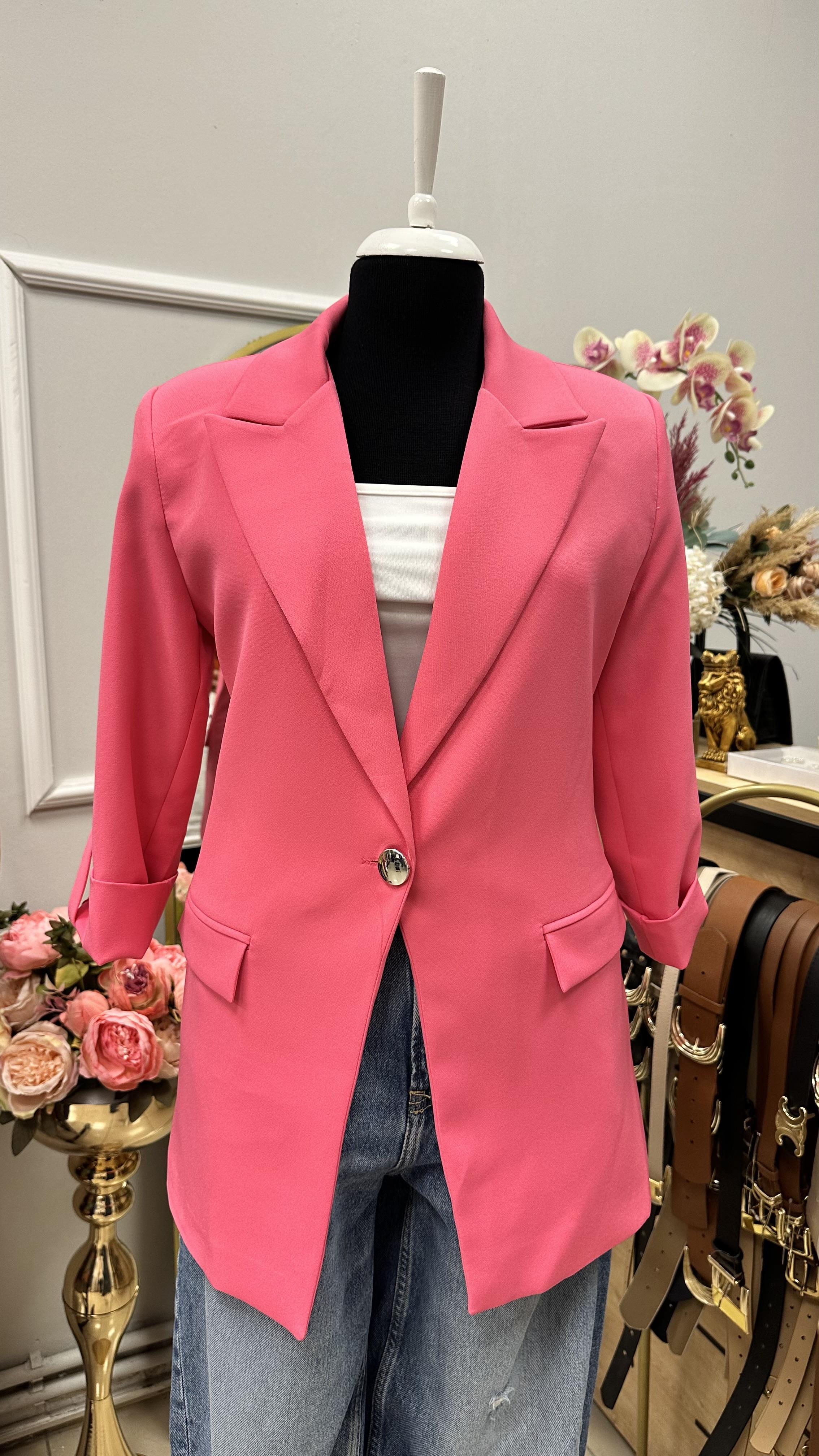 KOL DÜĞME DETAYLI BLAZER CEKET PEMBE