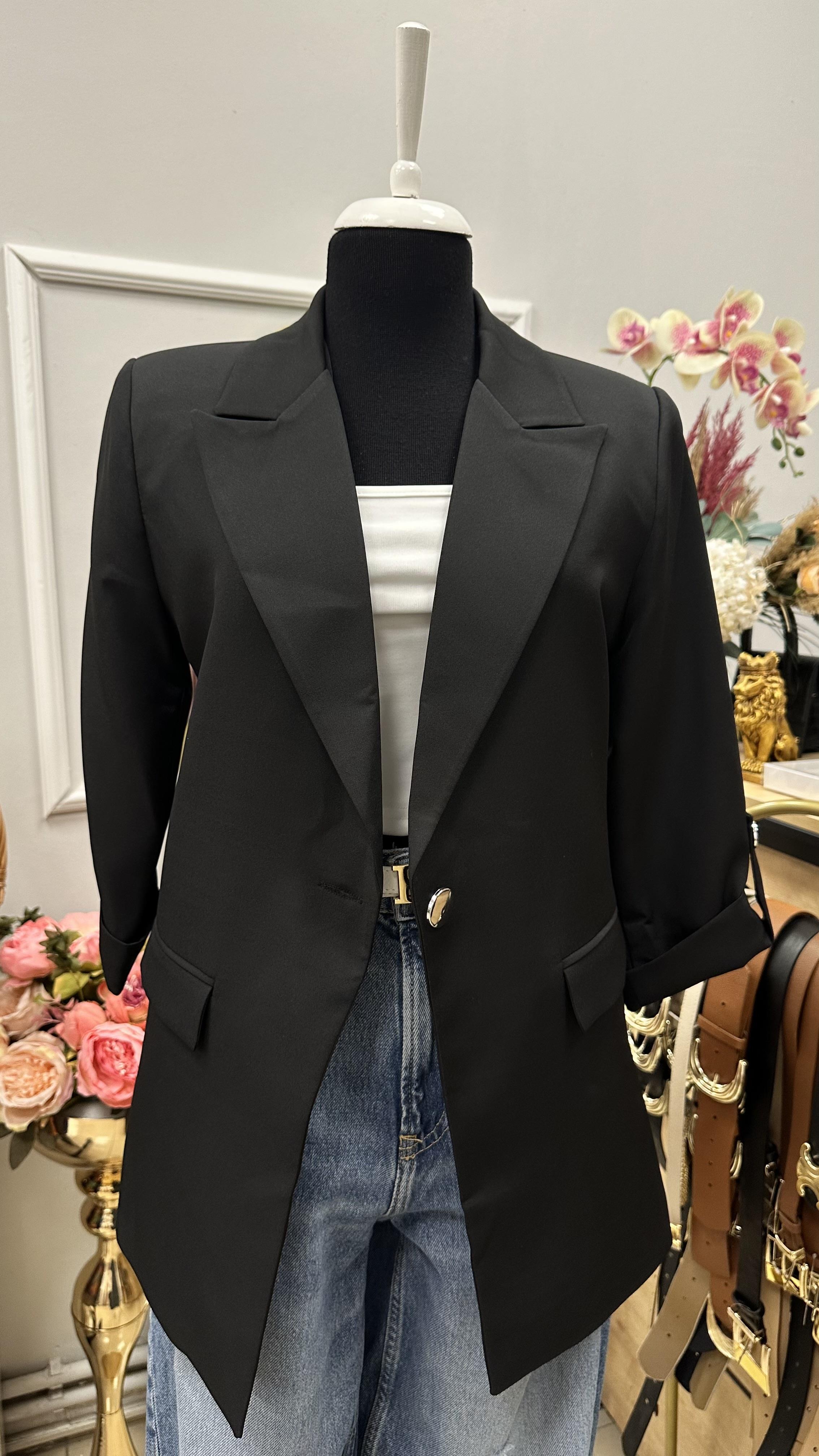KOL DÜĞME DETAYLI BLAZER CEKET SİYAH