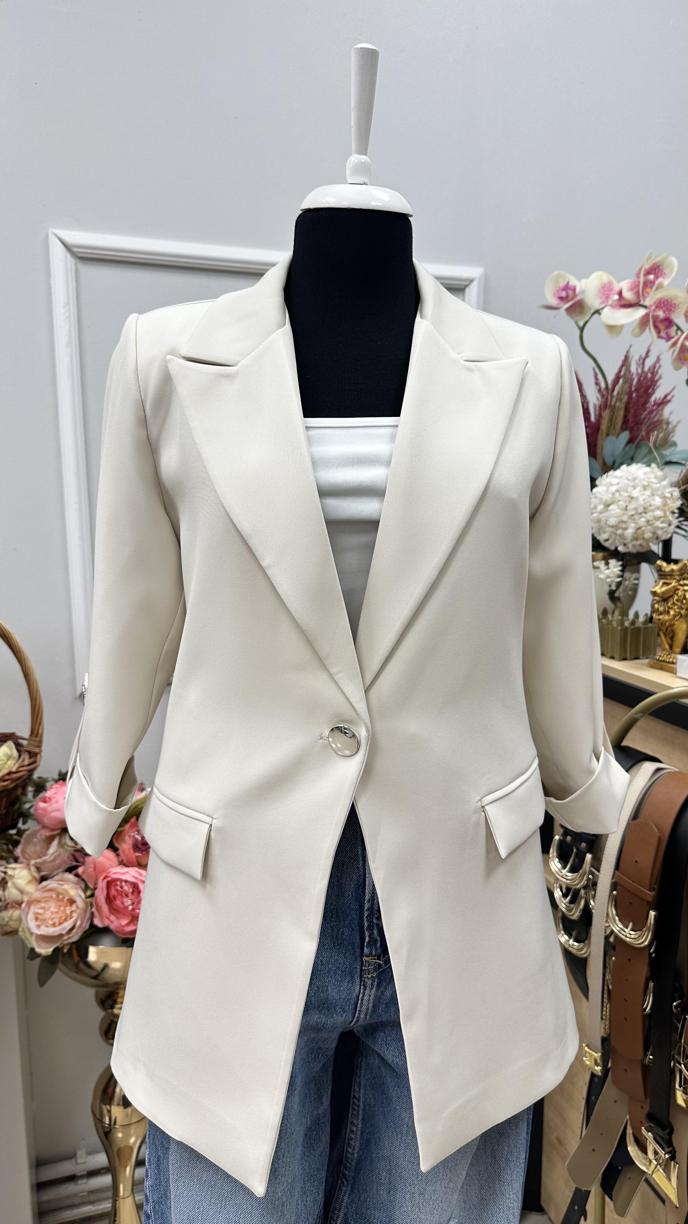 KOL DÜĞME DETAYLI BLAZER CEKET TAŞ
