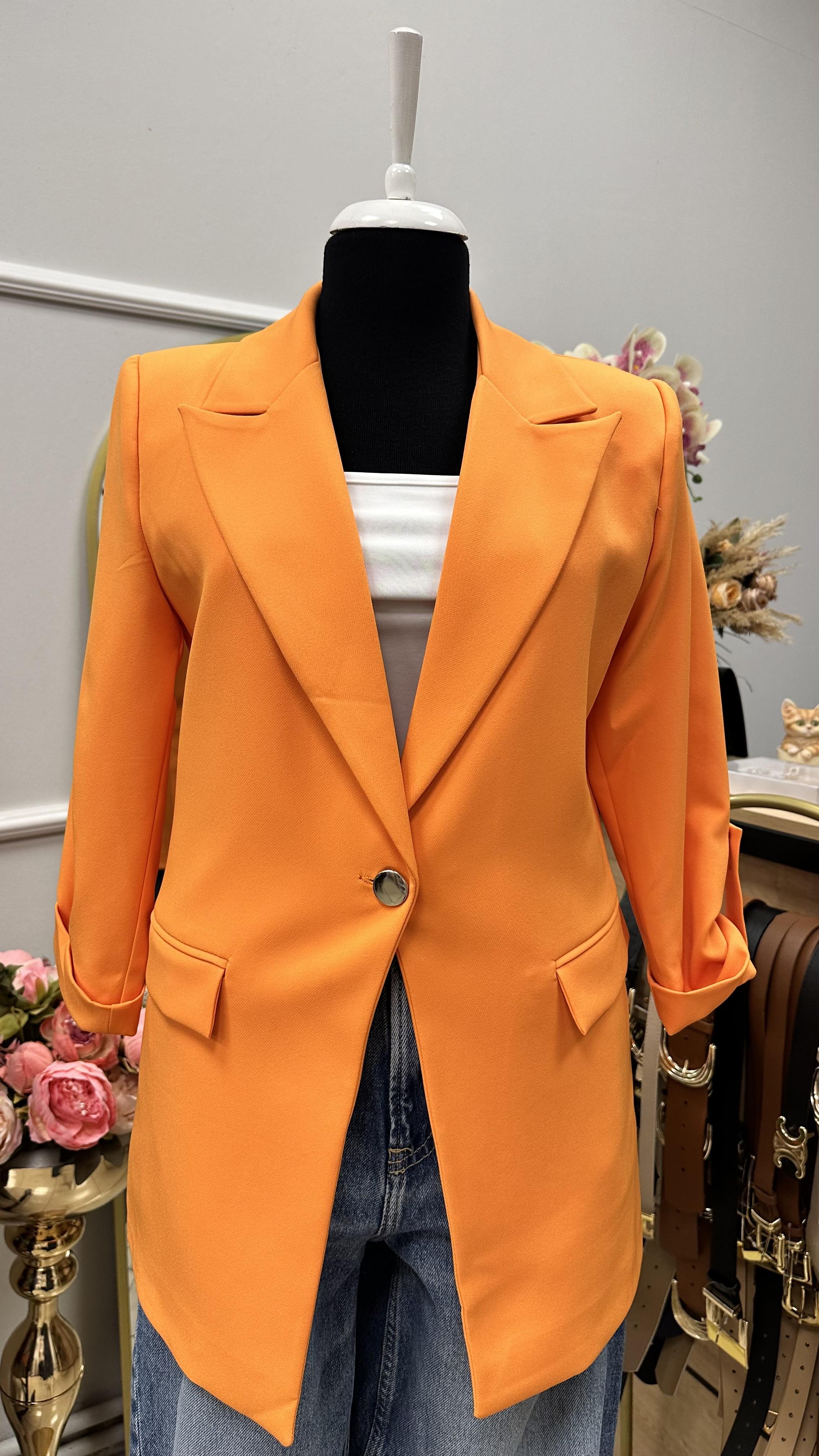 KOL DÜĞME DETAYLI BLAZER CEKET TURUNCU