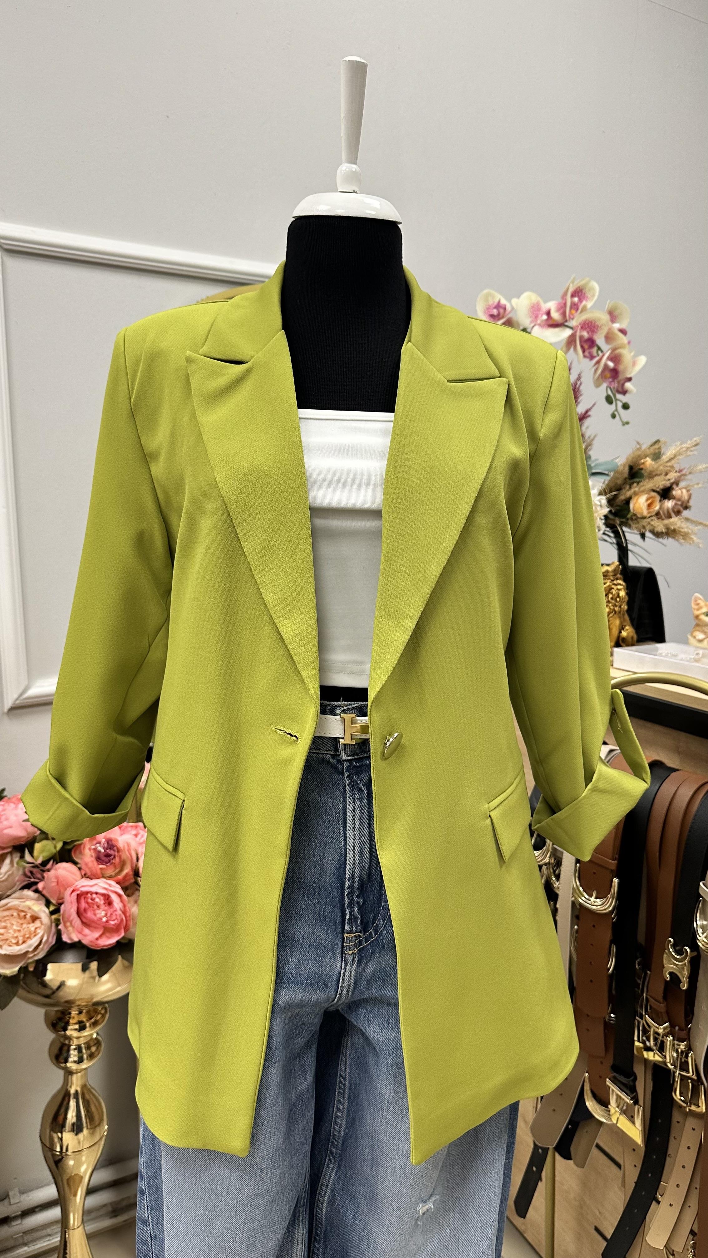 KOL DÜĞME DETAYLI BLAZER CEKET YAĞ YEŞİL