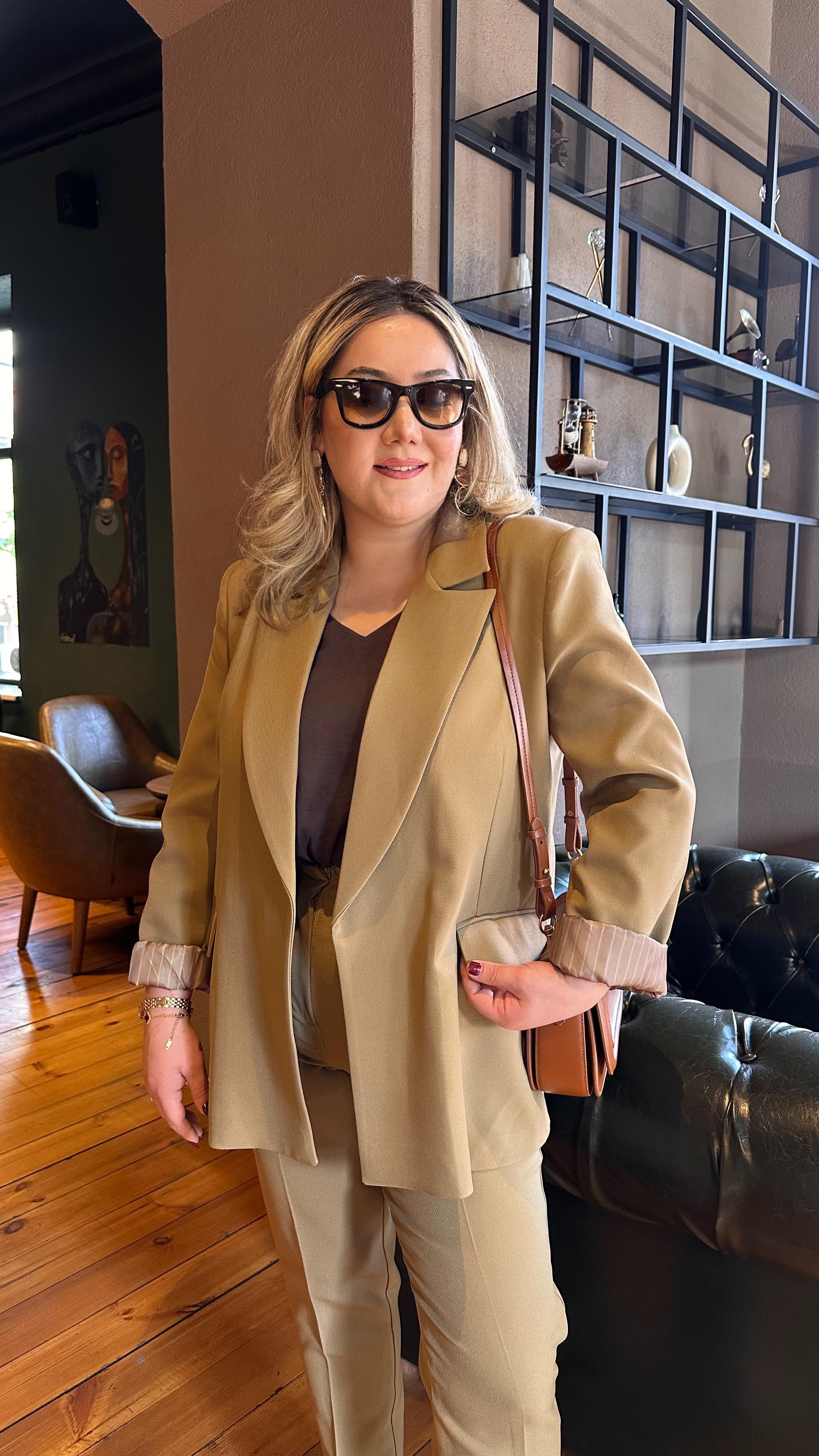 KOL KATLAMALI BLAZER CEKET HAKİ