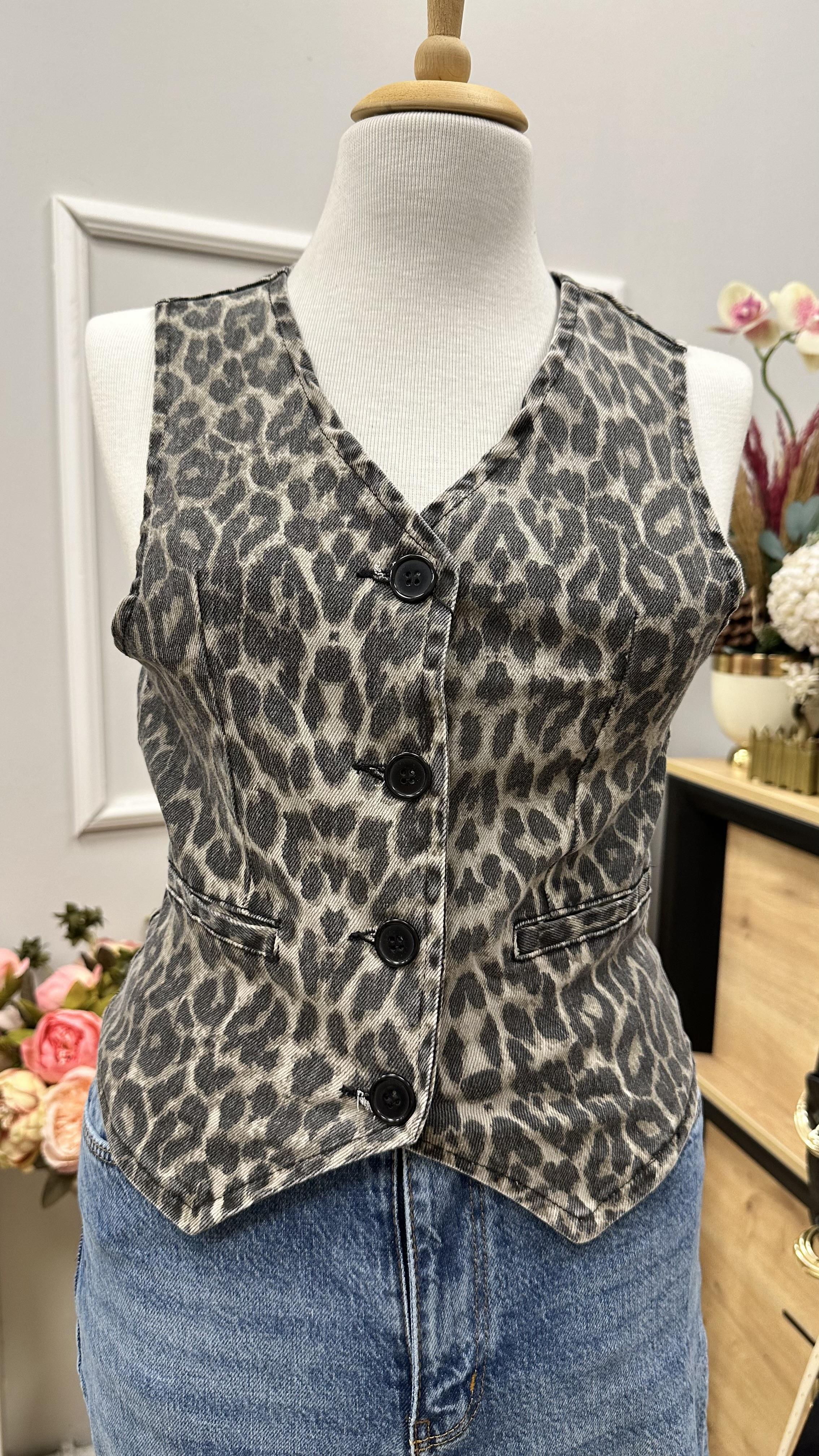 LEOPAR DESEN JEAN CEPKEN YELEK