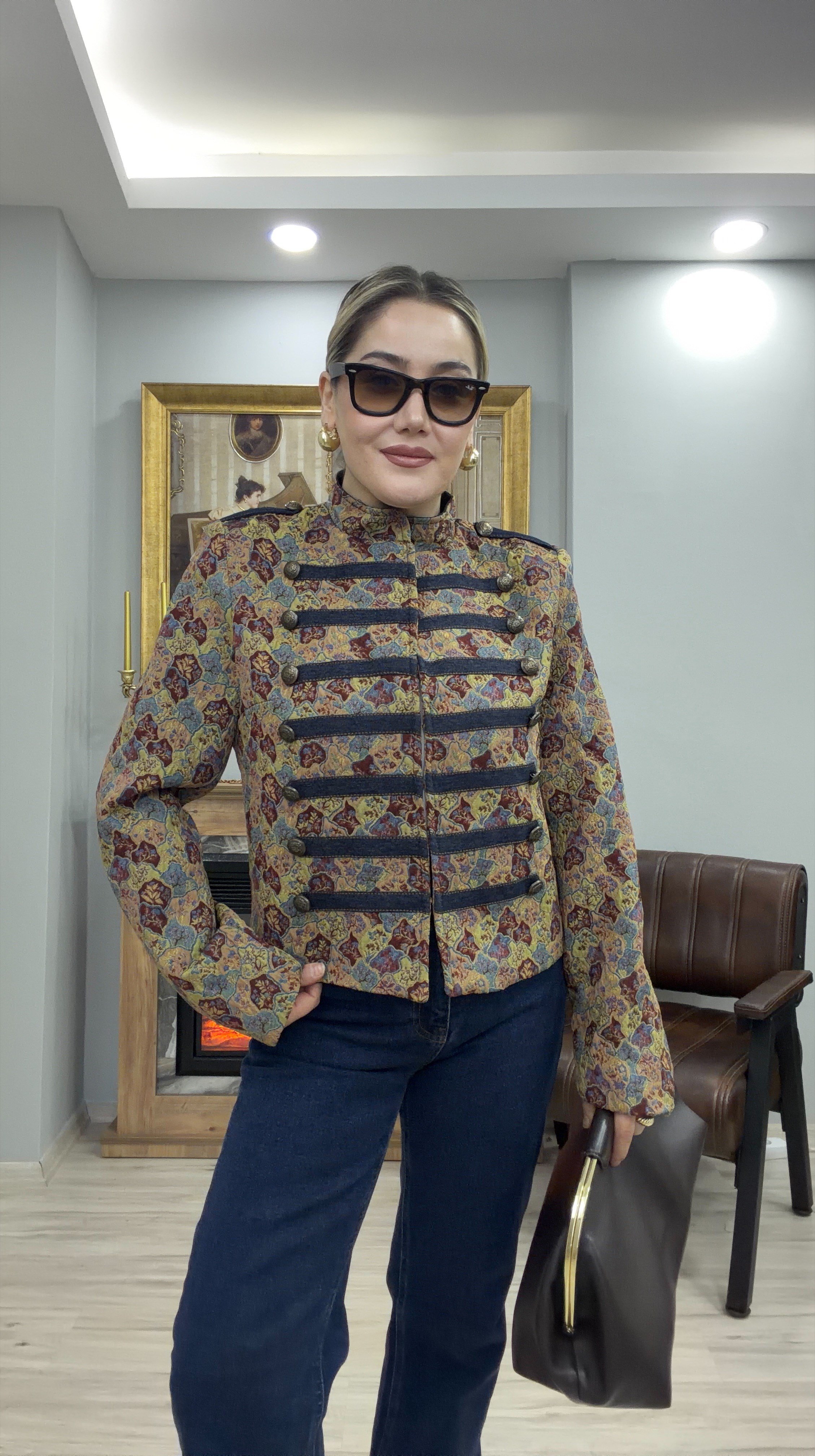 NAPOLYON DESENLİ JEAN CEKET YEŞİL