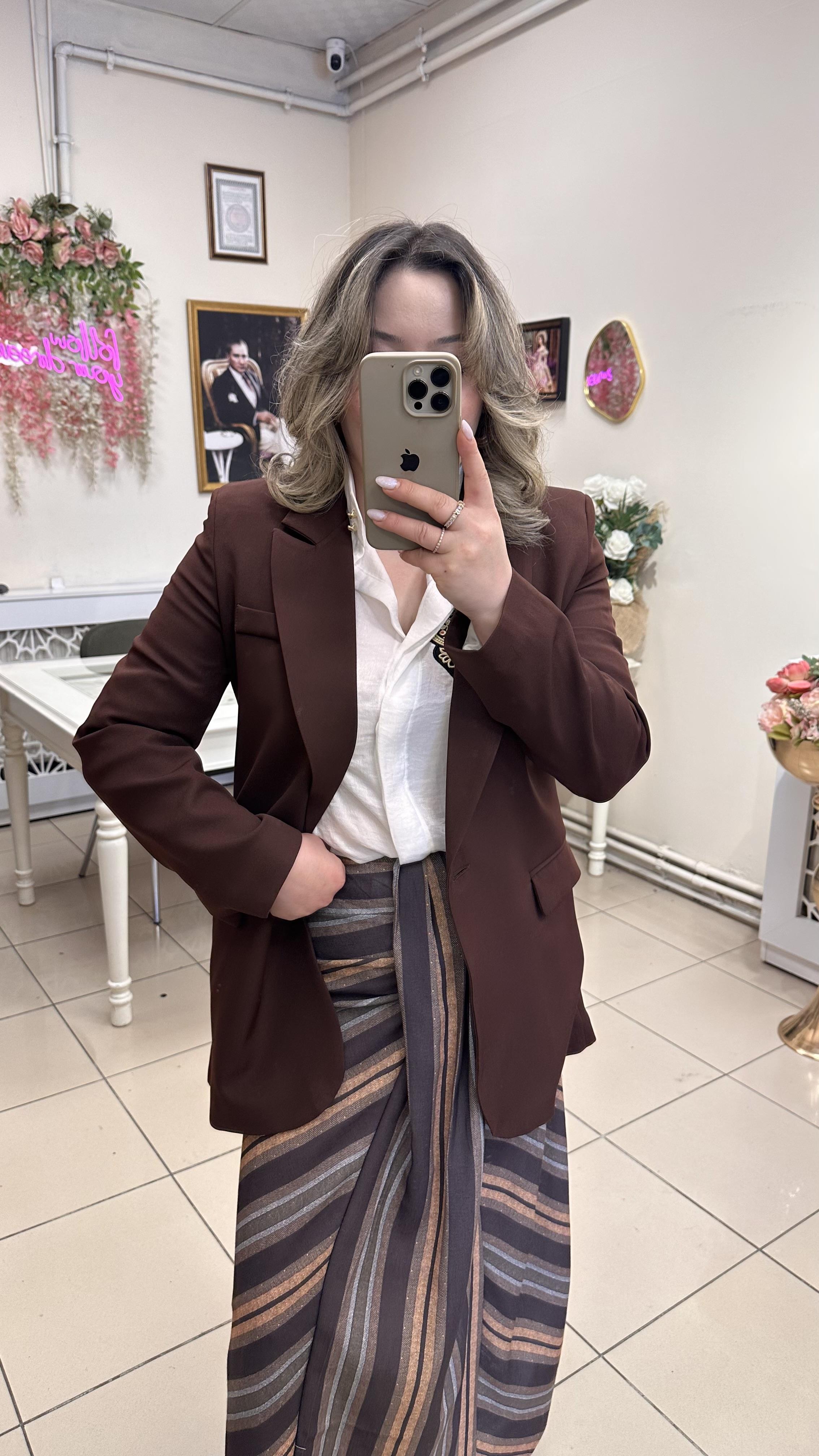 QUZU MARKA BLAZER CEKET ACI KAHVE