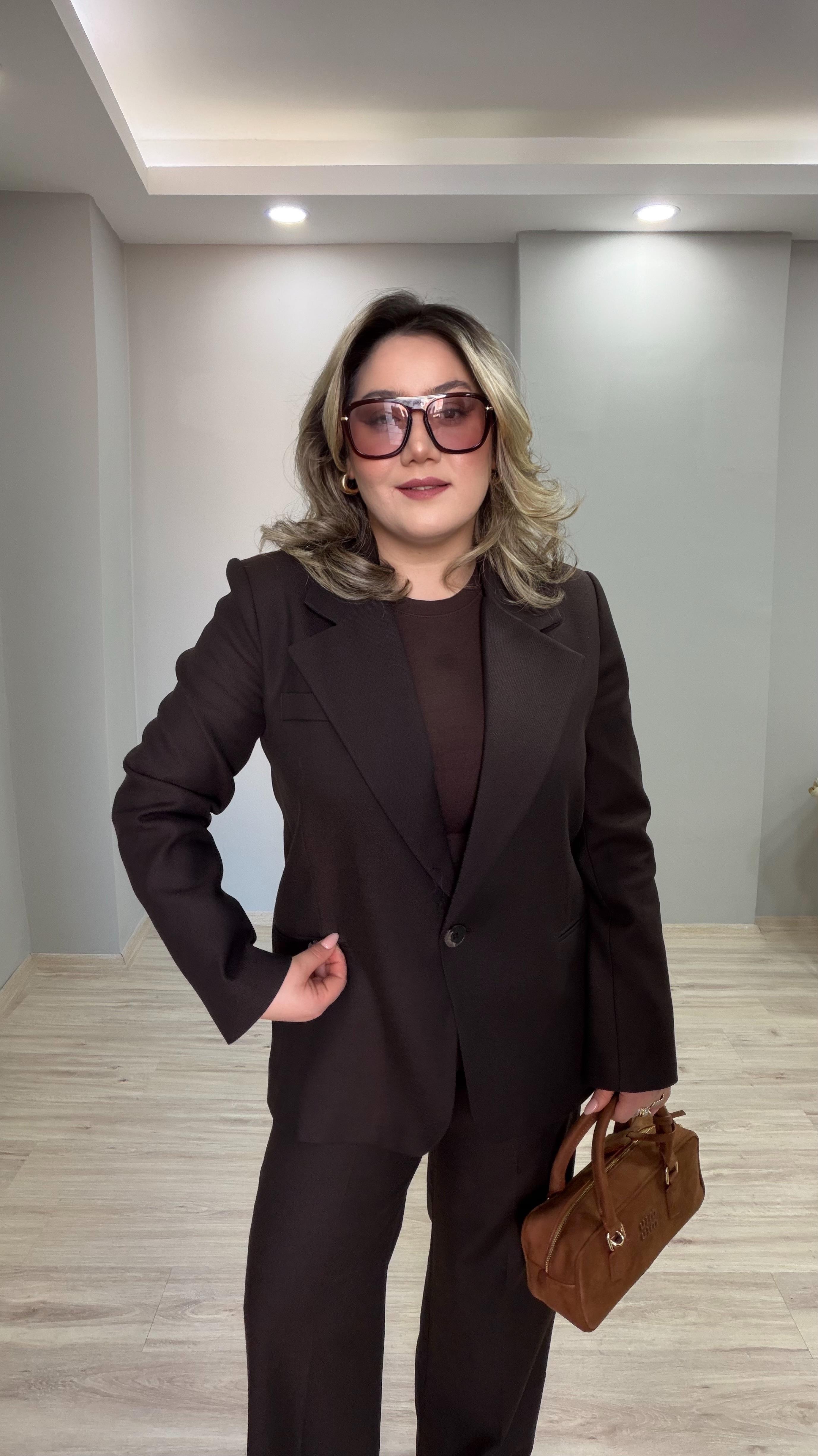 TEK DÜĞMELİ KLASİK BLAZER CEKET ACI KAHVE