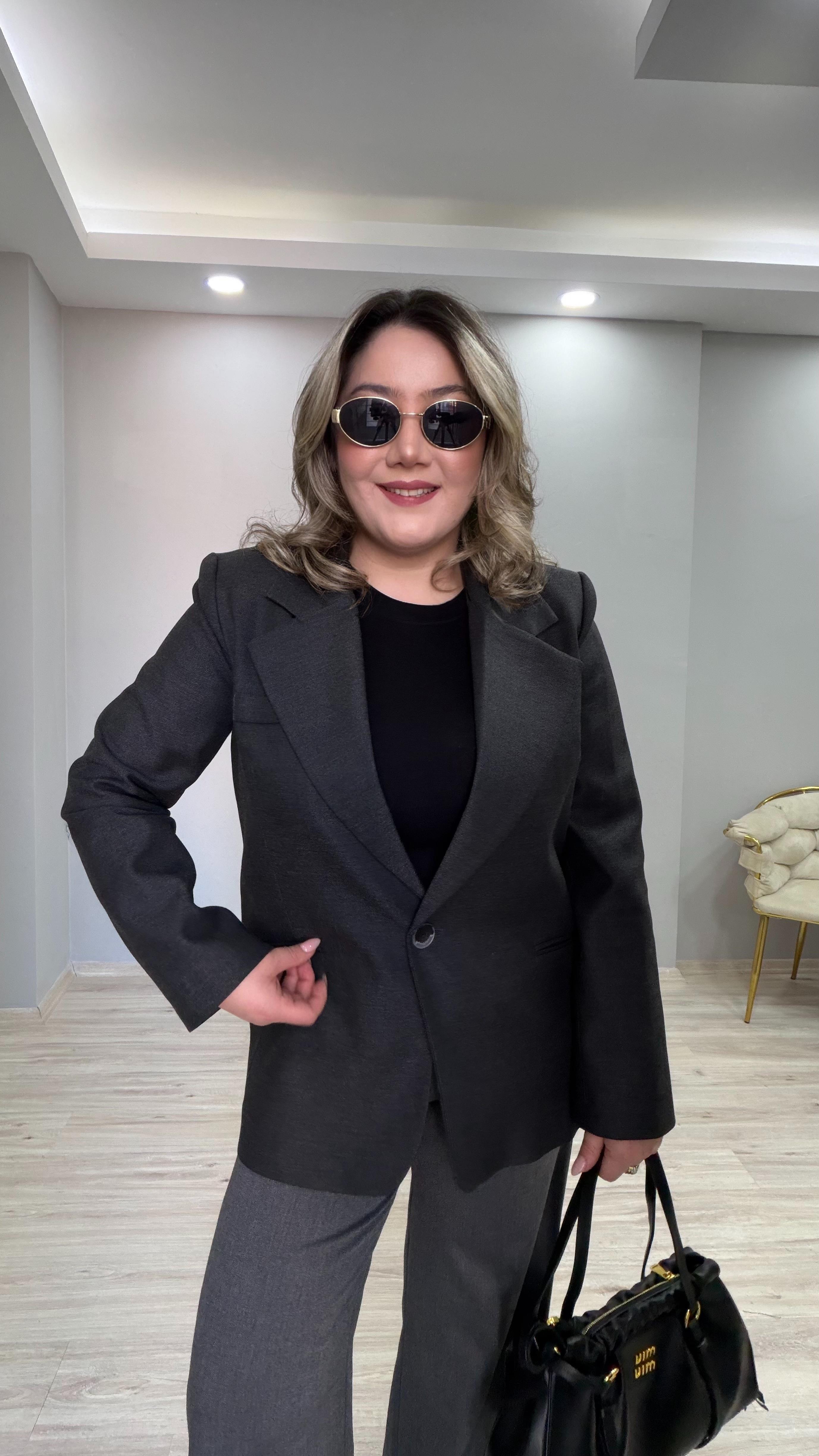 TEK DÜĞMELİ KLASİK BLAZER CEKET ANTRASİT
