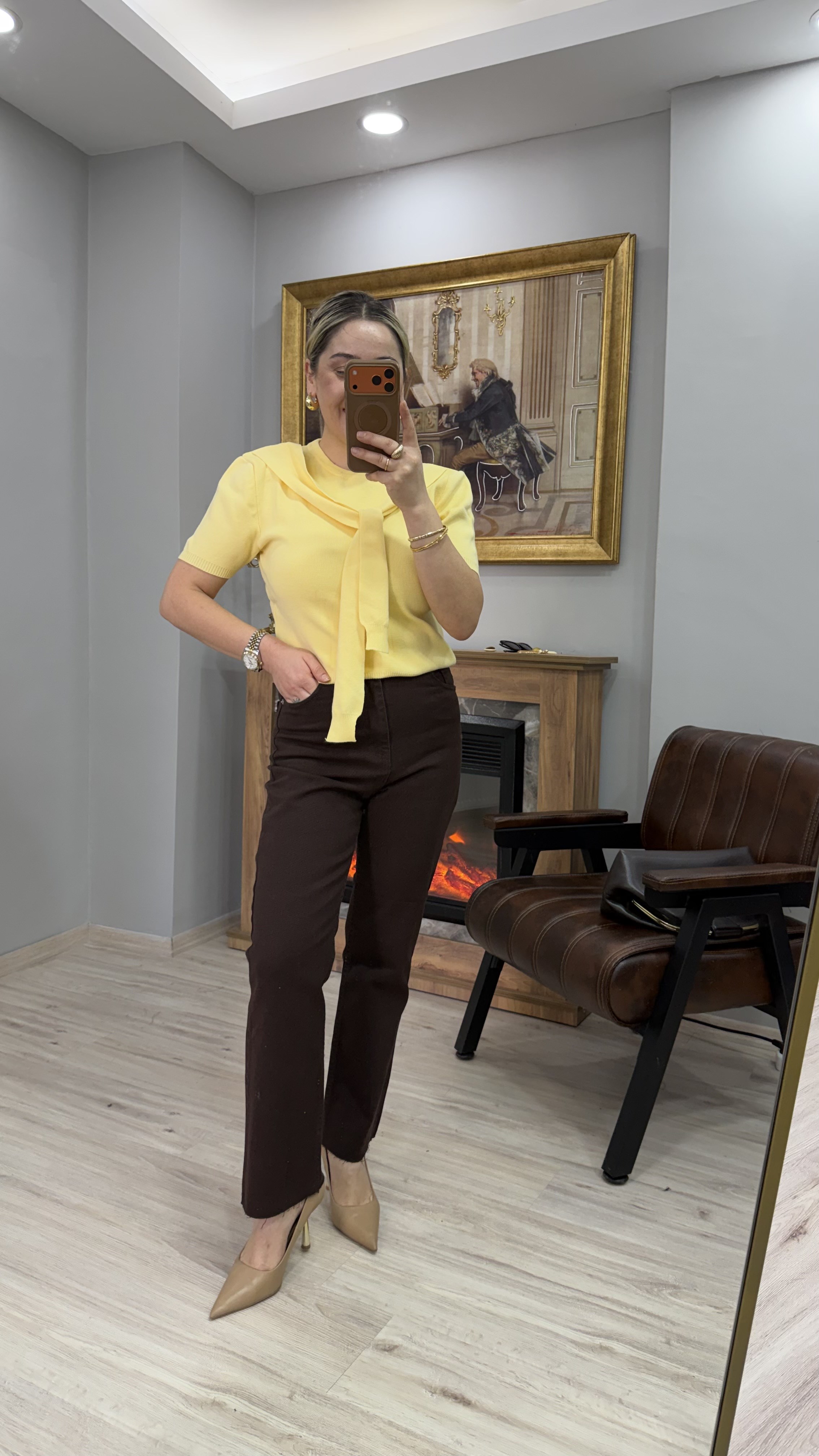 YÜKSEK BEL BOYFİT JEAN KAHVE 