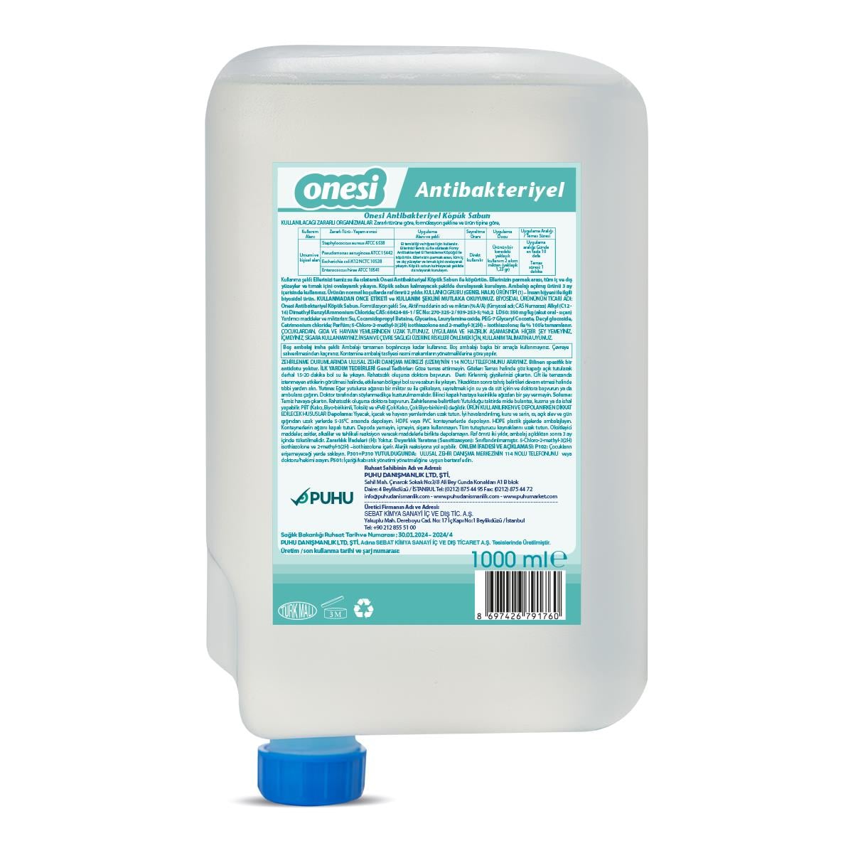 Antibakteriyel ONESİ Köpük Sabun 1000 ml 12 Adet