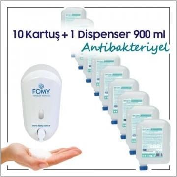 FOMY Antibakteriyel Köpük Sabun 10 Kartuş + 1 Dispenser 900 ml