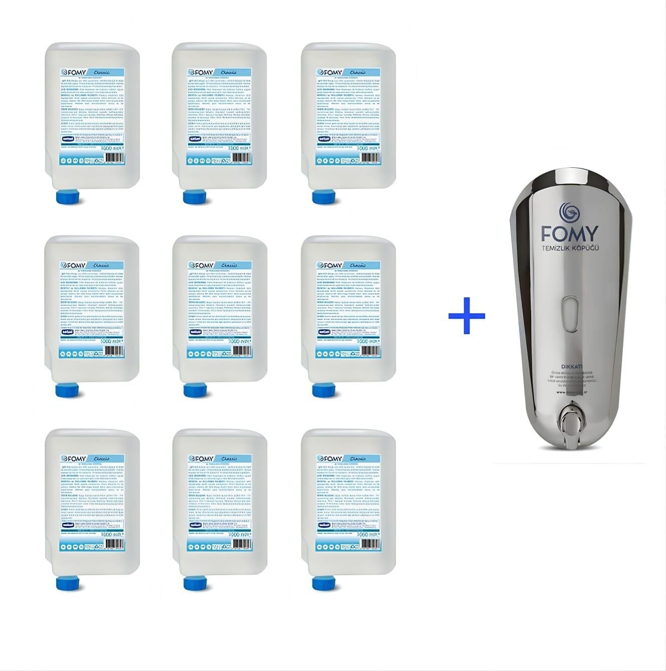 FOMY Classic Köpük Sabun - 1000ml x 9 + Krom Dispenser