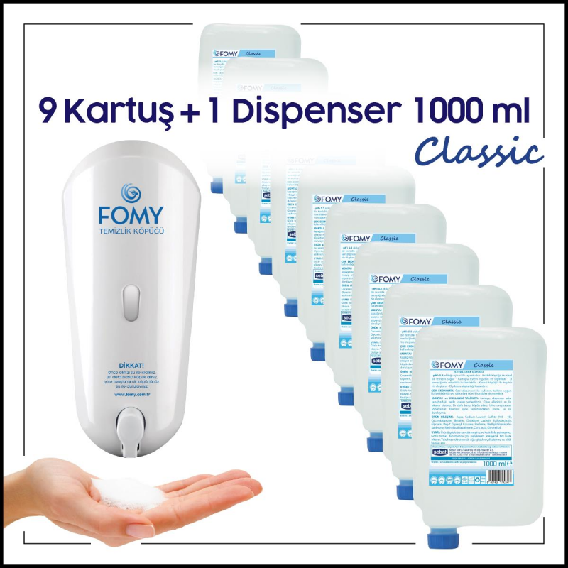 Fomy Classic Köpük Sabun 9 Kartuş + 1 Dispenser 1000 ml