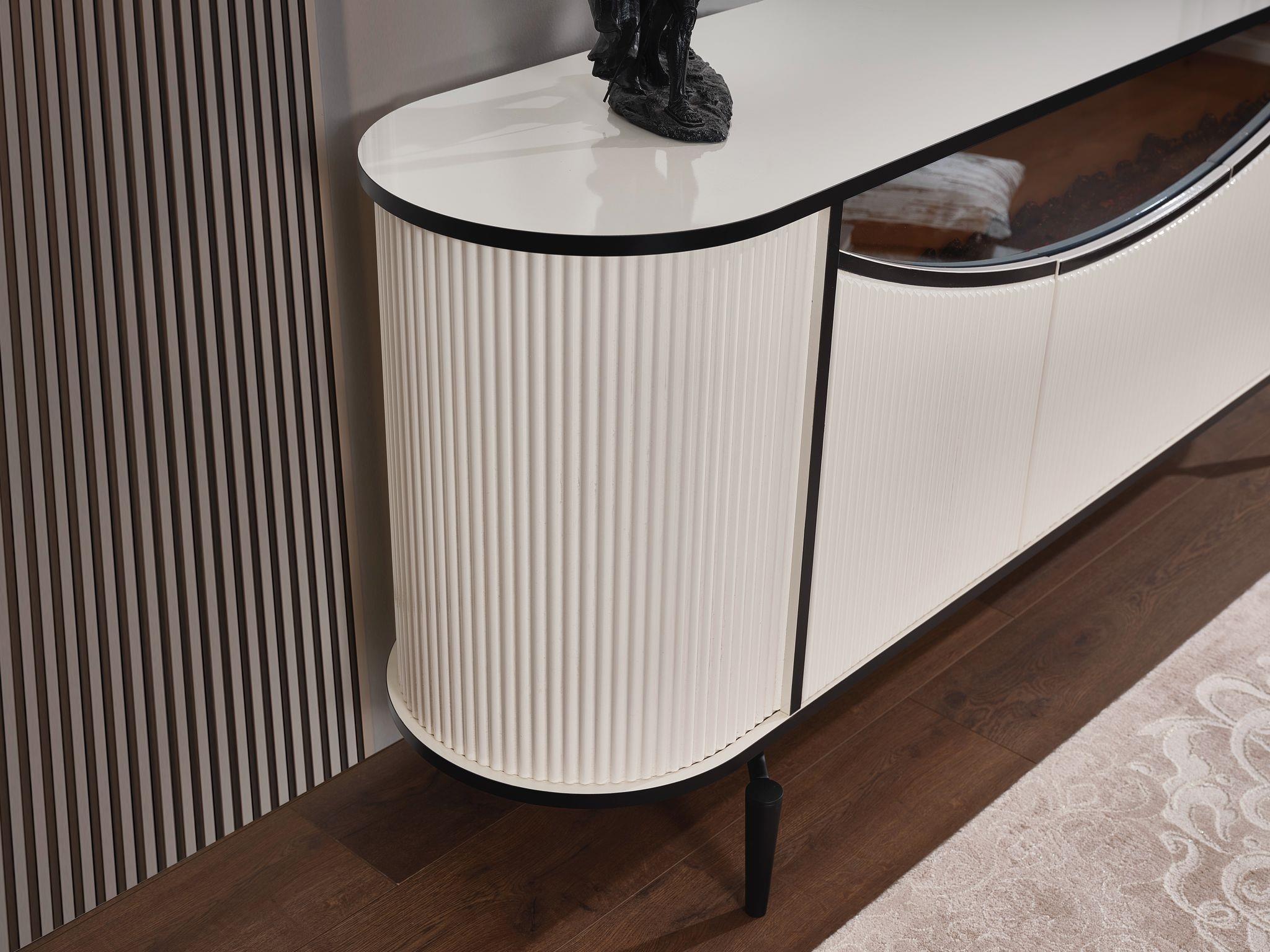 Aspendos Mdf Şömineli Konsol Blueooth ve Renk Değişimli