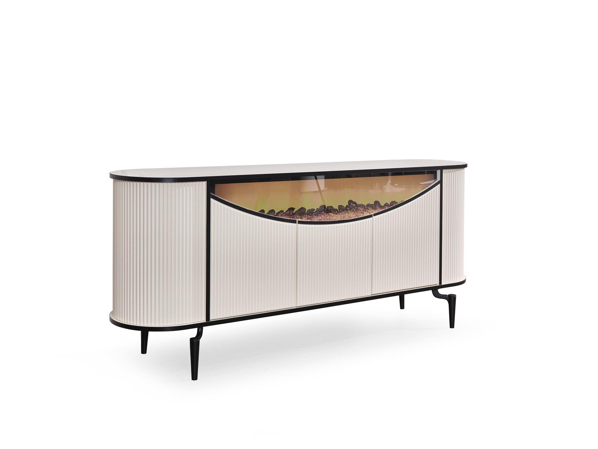 Aspendos Mdf Şömineli Konsol Blueooth ve Renk Değişimli