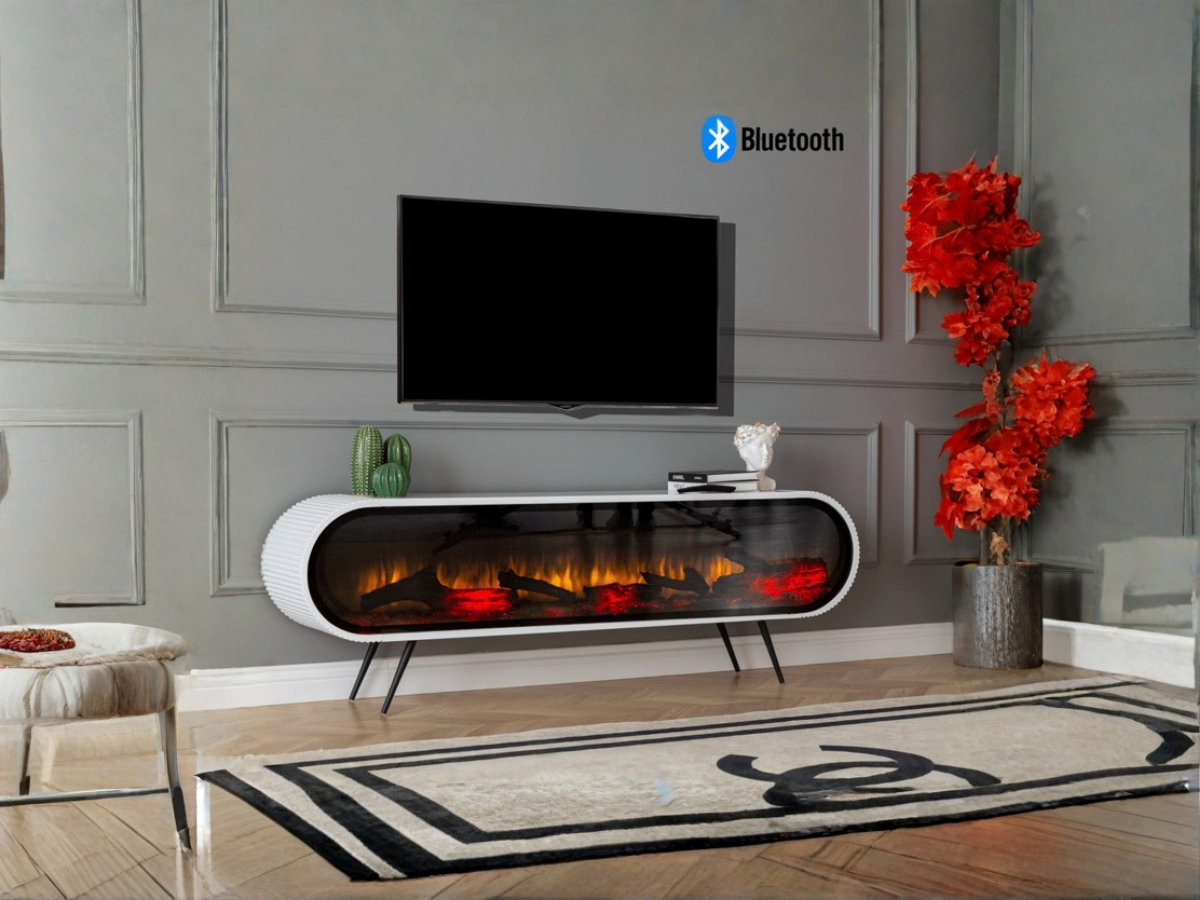 DUO Şömineli Tv Ünitesi Beyaz
