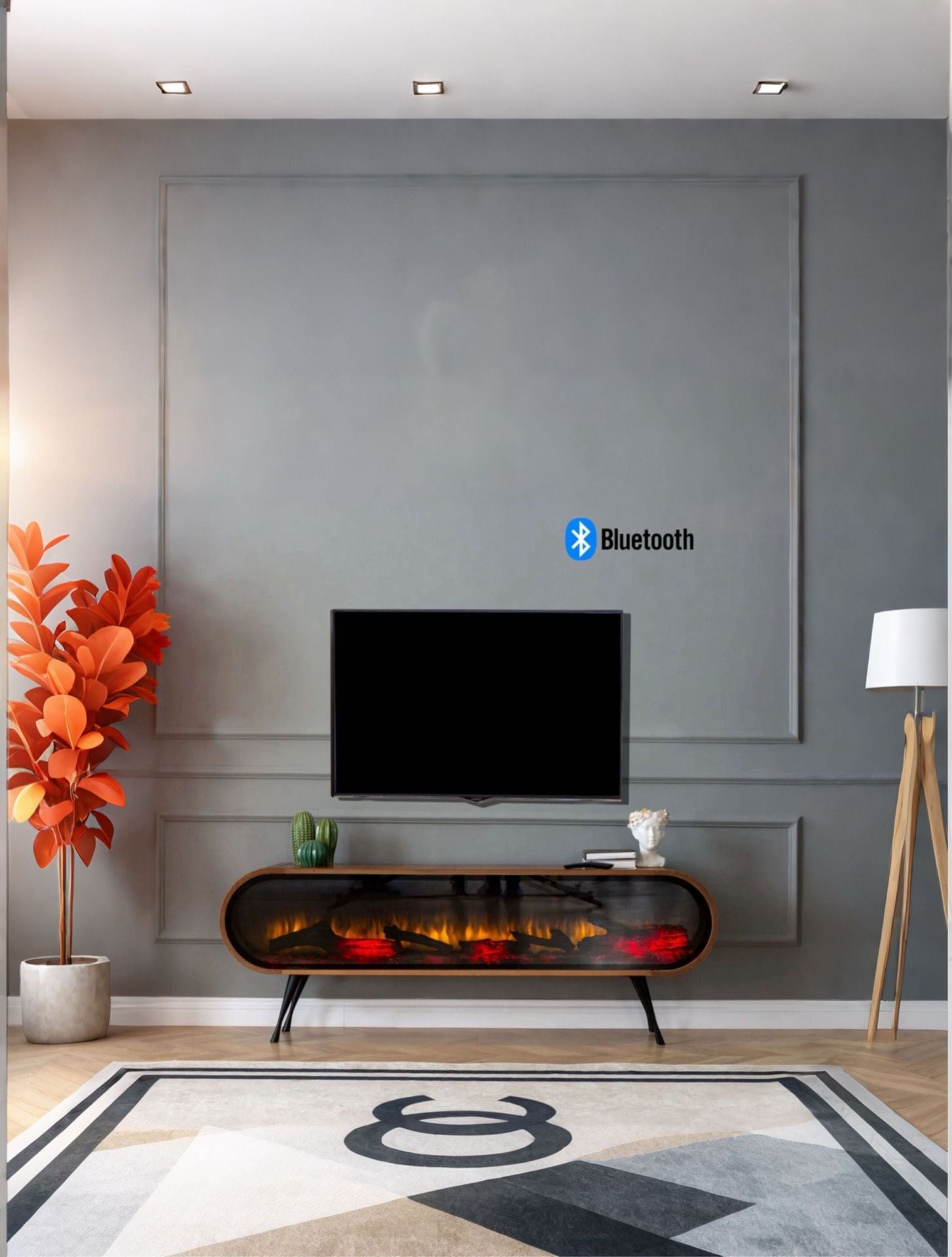 DUO Şömineli Tv Ünitesi Ceviz