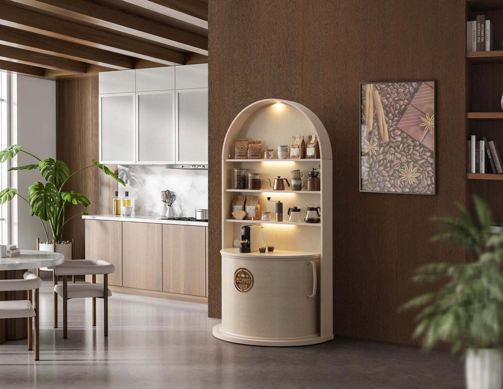 Kayra Modern Vizon Bej Renkli Kahve Köşesi