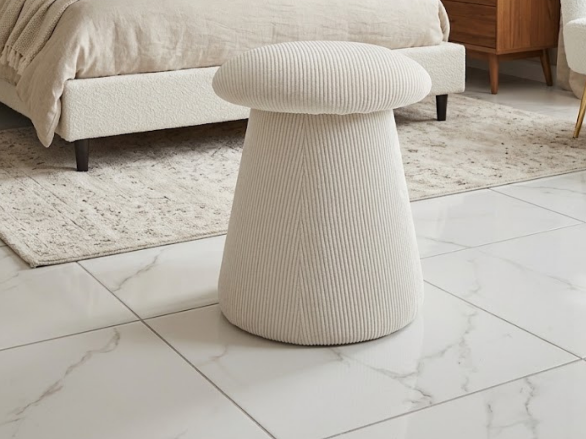 Mushroom Fitilli Kadife Kumaşlı Modern Puf