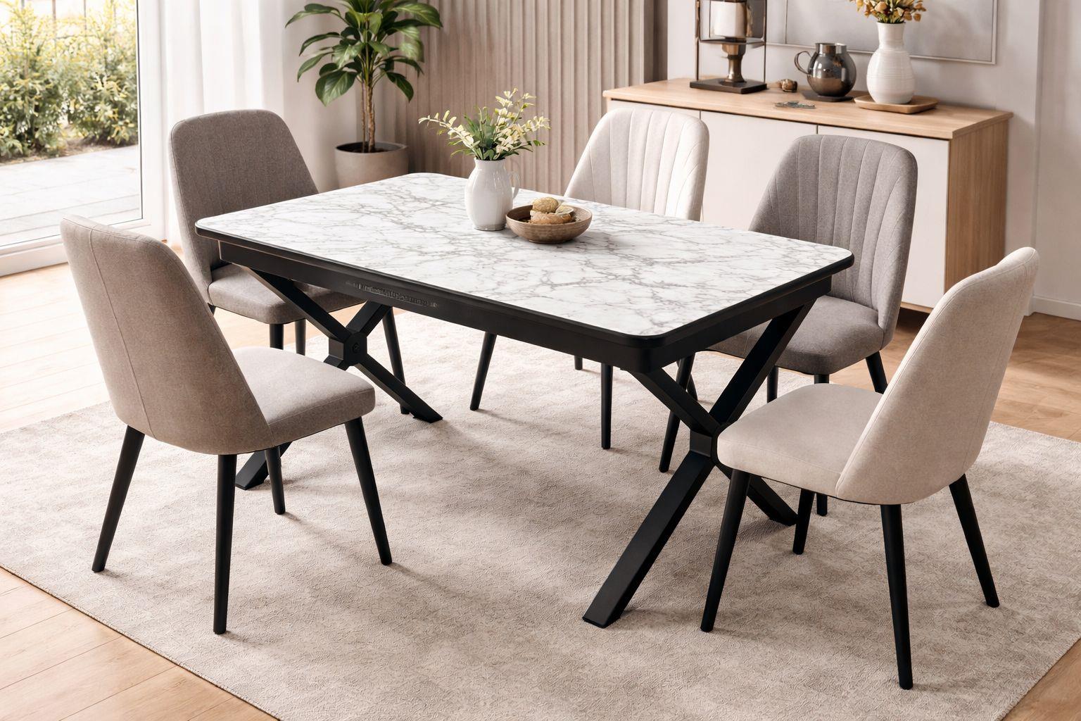 Sera Mdf Dikdörtgen Metal Ayaklı  Açılır Masa Sandalye 