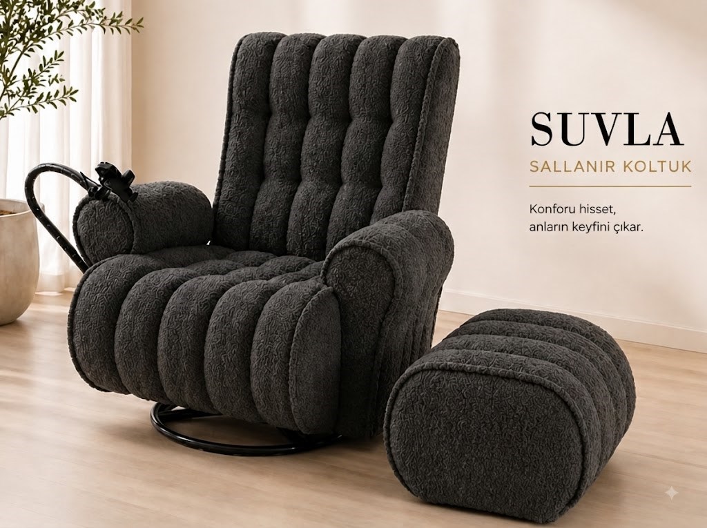 Suvla Koyu Antrasit Dönerli Sallanır Koltuk Dinlenme Koltuğu
