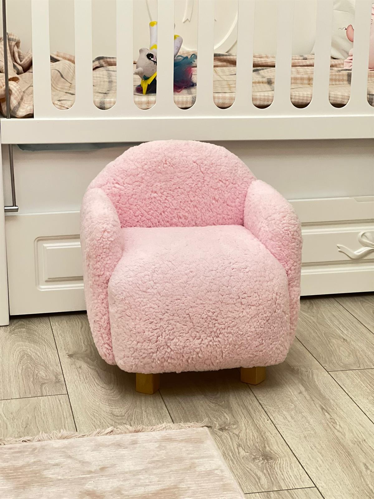 Teddy Ahşap Ayaklı Çocuk Koltuk Pembe