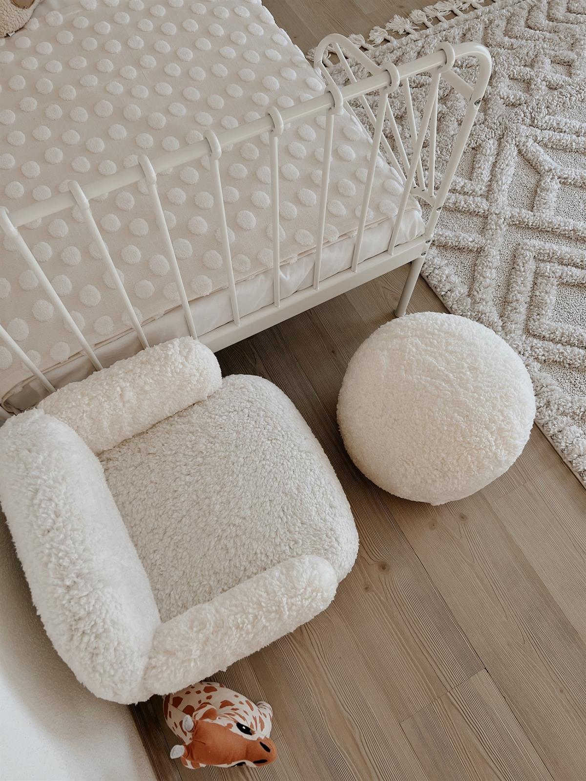 Teddy Ahşap Ayaklı Çocuk Koltuk ve Puf Beyaz 
