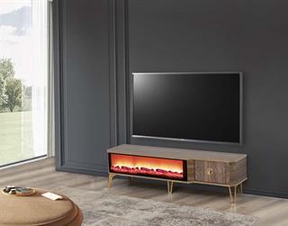  Roma Ceviz Şömineli Çekmeceli Tv Ünitesi