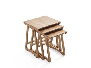 116 Ahşap Natural 3lü Zigon Sehpa Seti