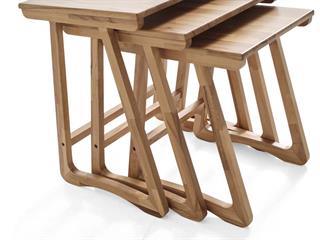 116 Ahşap Natural 3lü Zigon Sehpa Seti