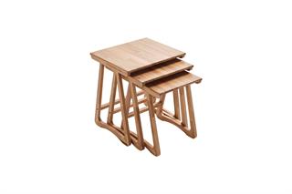 116 Ahşap Natural 3lü Zigon Sehpa Seti