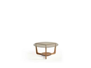 205 Orta Sehpa Özel Kesim Doğal Ahşap Gövde Cam Üst Tabla