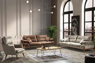 Aroda Kahve-Bej Yataklı Koltuk Takımı