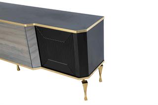 Belgrad Siyah Şömineli Tv Ünitesi Bluetooth Bağlantılı Kumandalı Renk Seçenekli