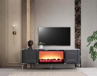 Belgrad Antrasit Şömineli Tv Ünitesi Bluetooth Bağlantılı Kumandalı Renk Seçenekli
