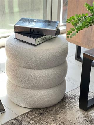 Bubble Teddy Kumaşlı Yuvarlak Puf