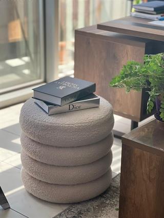 Bubble V2 Teddy Kumaşlı Lüks Modern Yuvarlak Puf