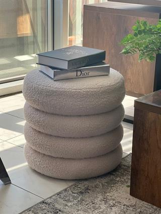 Bubble V2 Teddy Kumaşlı Lüks Modern Yuvarlak Puf