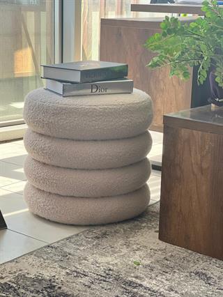 Bubble V2 Teddy Kumaşlı Lüks Modern Yuvarlak Puf