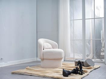 Bukle Modern Berjer Beyaz 