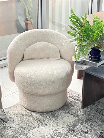 Bukle Modern Berjer Beyaz 